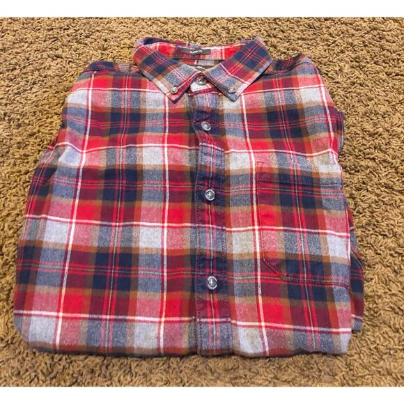 Eddie Bauer red/black/gray plaid flannel Men's size medium - Picture 1 of 5